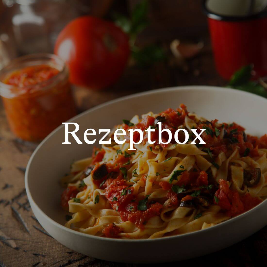 Pasta mit Tomaten-Pilz-Soße Rezeptbox